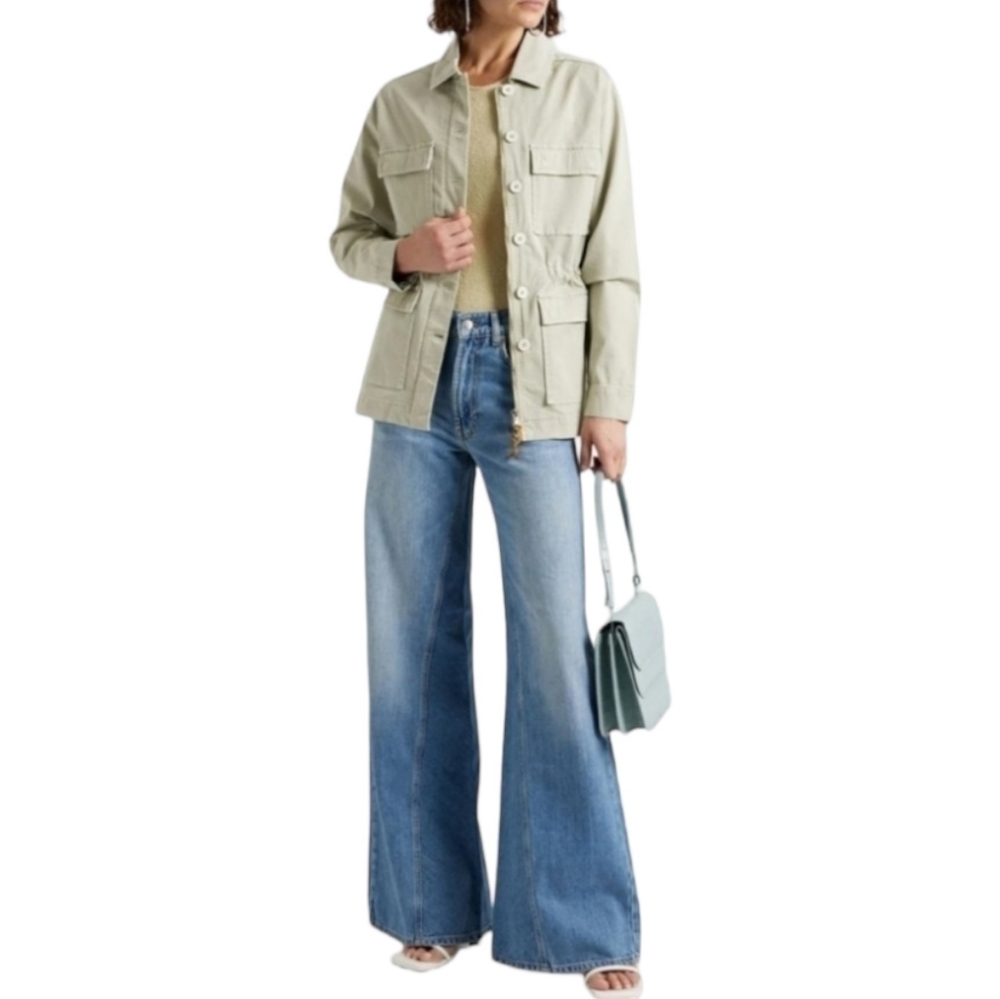Jonathan Simkhai Maggie Twill Jacket, Size 6, Sage, NWT